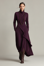 Ava | Dames Lange Jurk - Boheemse Katoenstretch met Lange Mouwen