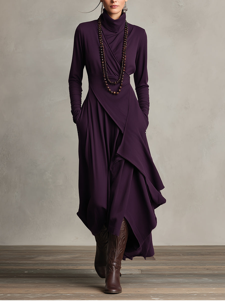 Ava | Dames Lange Jurk - Boheemse Katoenstretch met Lange Mouwen