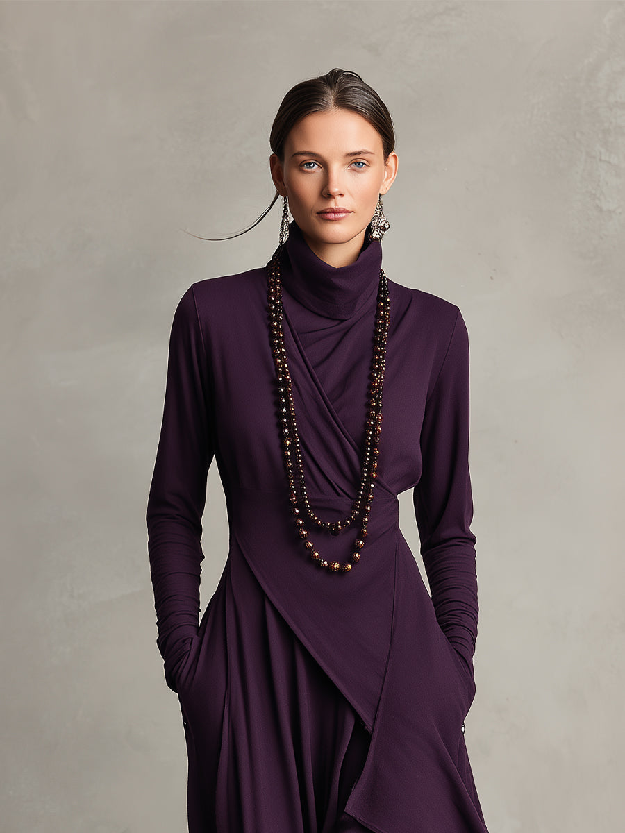 Ava | Dames Lange Jurk - Boheemse Katoenstretch met Lange Mouwen
