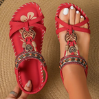 Ava | Dames Sandalen - Orthopedisch Comfort, Ibiza-Stijl Rood