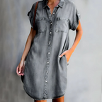 Ava | Dames Zomerjurk - Ademend Comfortabele Pasvorm Grijs