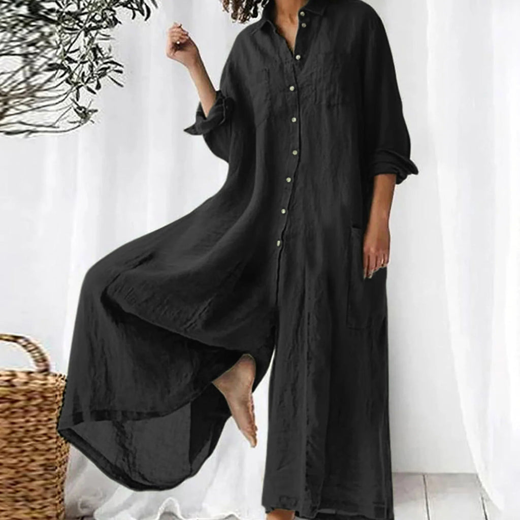 Seraphina | Jumpsuit Dames - Linnen Zwart