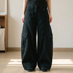 Baggy Broek met Wijde Pijpen – Vintage Wide Leg Broek, Oversized Streetwear, Zwart of Bruin, S–3XL – Faye