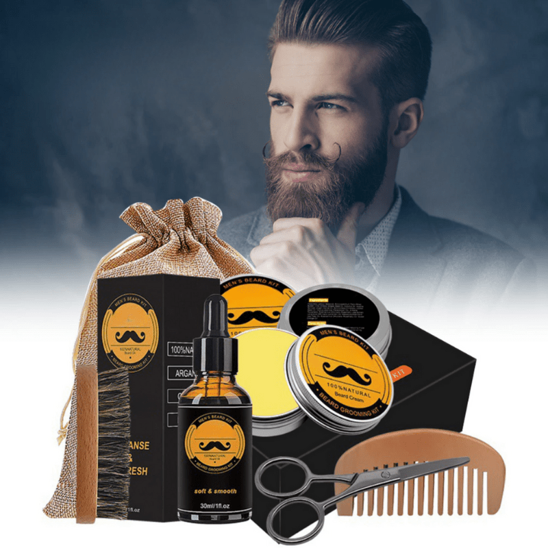Baardverzorgingsset met Dermaroller, Baardolie, Baardbalsem & Kam – Baard Grooming Set voor Mannen, 5 Opties