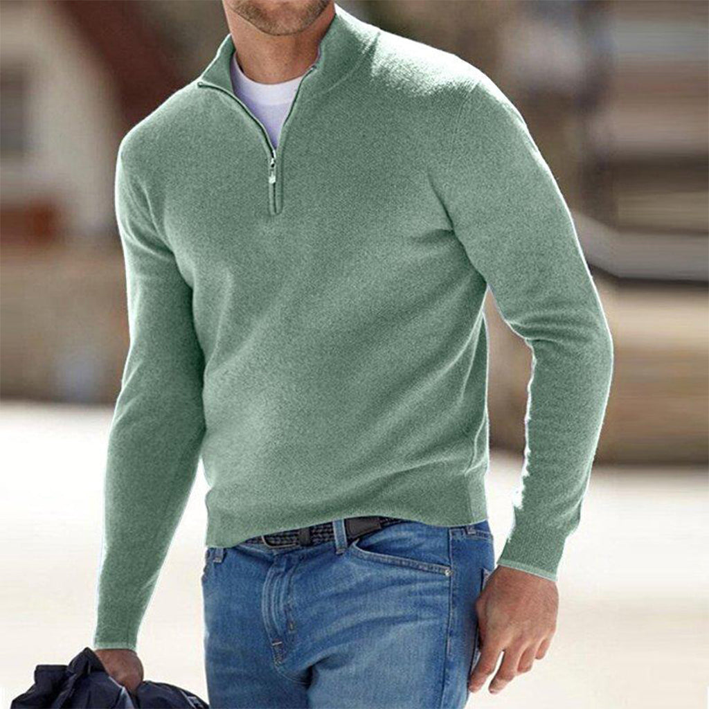 Trui Heren Halve Rits Comfortabel Groen