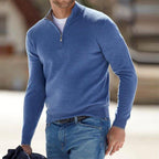 Trui Heren Halve Rits Comfortabel Blauw