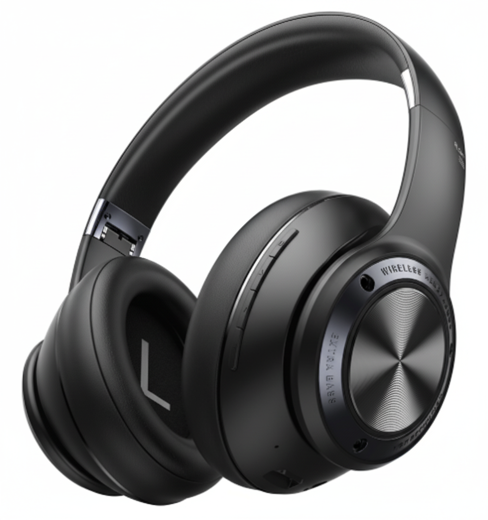 Draadloze Koptelefoon – Opvouwbare Over-Ear Bluetooth Koptelefoon met Active Noise Cancelling, Diepe Bas, 30 Uur Batterij – SoundFold Zwart