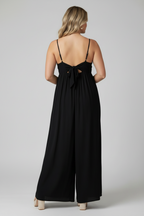 Isolde | Jumpsuit Dames - Zwart - Wijde Pijpen V-hals