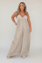 Isolde | Jumpsuit Dames - Zwart - Wijde Pijpen V-hals