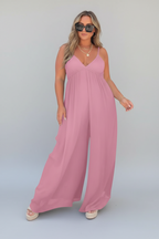 Isolde | Jumpsuit Dames - Zwart - Wijde Pijpen V-hals