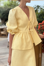 Sariyah | Set Dames - Katoen - V-Hals Vetersluiting Pofmouwen
