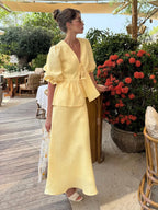 Sariyah | Set Dames - Katoen - V-Hals Vetersluiting Pofmouwen