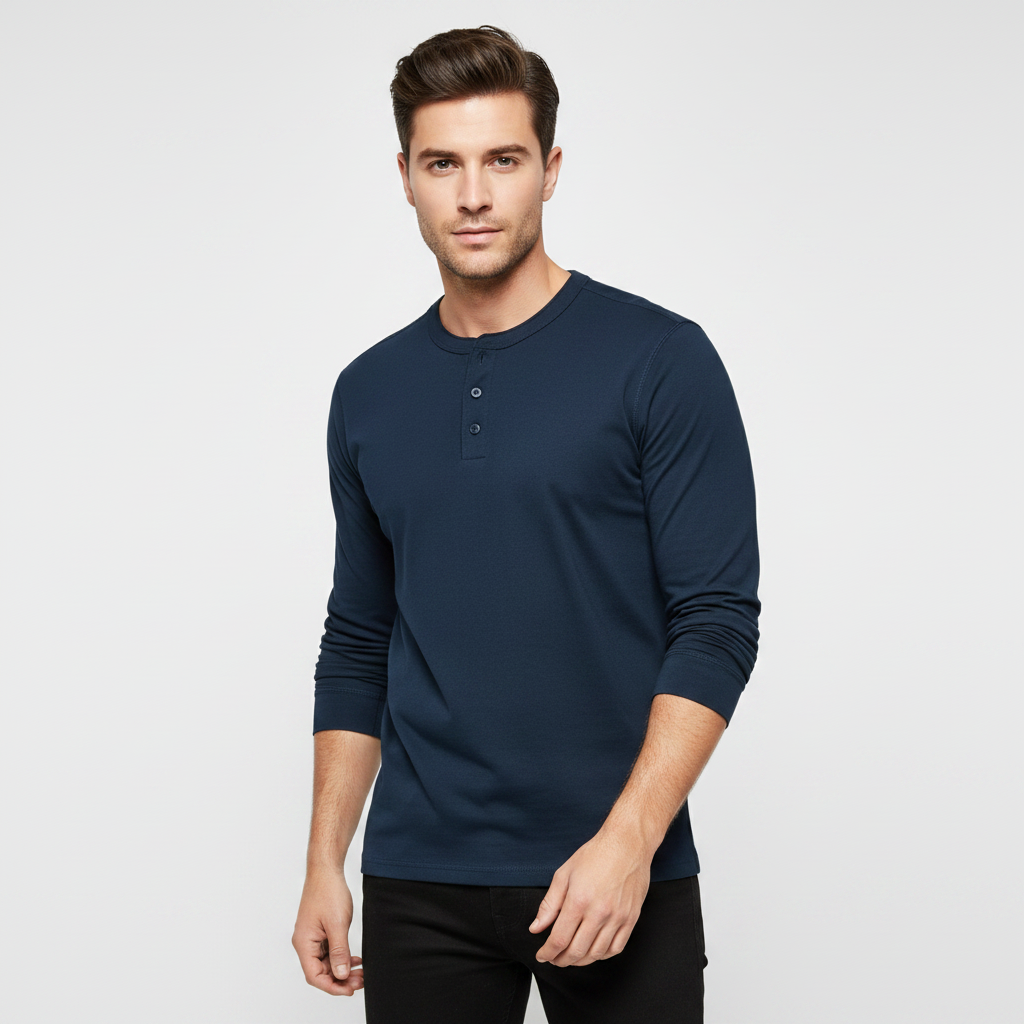 Henley Shirt Heren Lange Mouwen Comfortabel