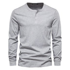Henley Shirt Heren Lange Mouwen Comfortabel Lichtgrijs