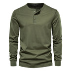 Henley Shirt Heren Lange Mouwen Comfortabel Groen