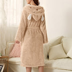Aurelia | Badjas Dames - Flanel - Met Capuchon Beige