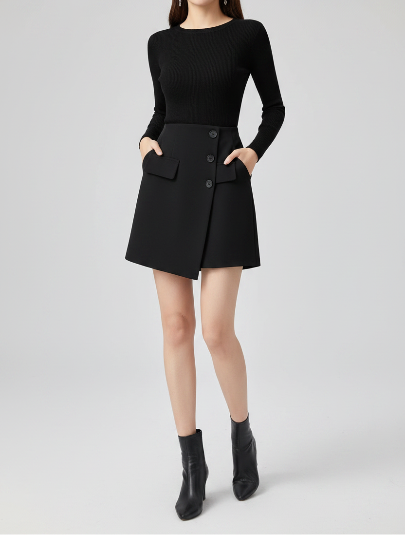 Zephyrine | Rok Dames - Hoge Taille Zwart