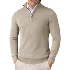 Trui Heren Halve Rits Zacht Modern Design Beige