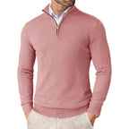 Trui Heren Halve Rits Zacht Modern Design Roze