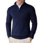 Trui Heren Halve Rits Zacht Modern Design Blauw