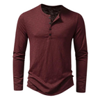 Henley Shirt Heren Lange Mouwen Knoopsluiting Rood
