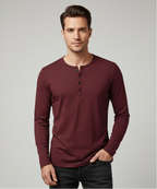 Henley Shirt Heren Lange Mouwen Knoopsluiting