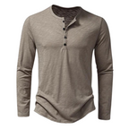 Henley Shirt Heren Lange Mouwen Knoopsluiting Khaki