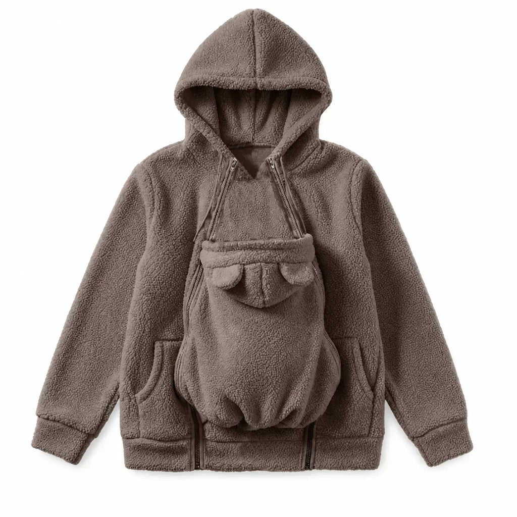 Zachte Fleece Draaghoodie met Voorzak voor Babydragen – Babydraag Hoodie voor Mama & Papa, 5 Kleuren, S–XXL