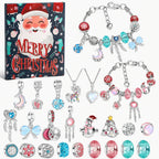 Bedelarmband Adventskalender – 2 Verzilverde Armbanden & 22 Bedels en Kralen, Sieraden Adventskalender voor Meisjes, 9 Ontwerpen Ontwerp F