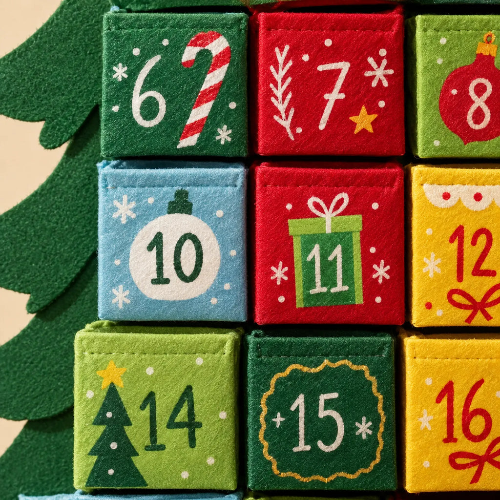Adventskalender Kerstboom om op te Hangen – Kerstboom met 24 Doosjes om te Vullen, 61,5 x 49 cm, Herbruikbaar