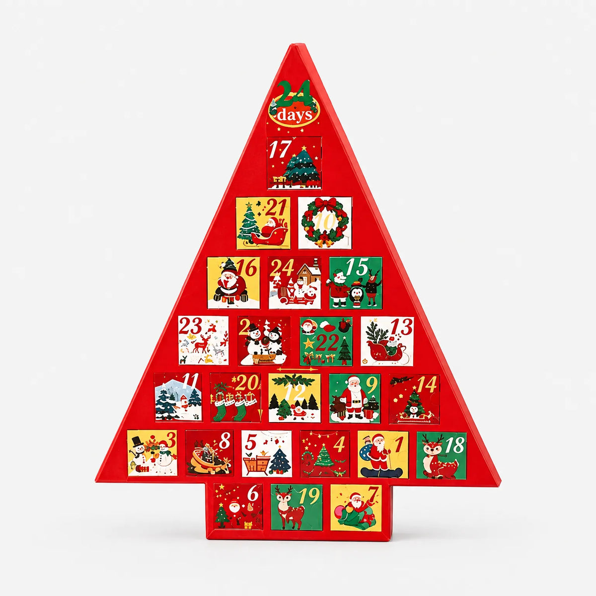 Adventskalender Kerstboom om te Vullen – Staande Kerstboom met 24 Laatjes, 41 cm Hoog, Herbruikbaar Default Title