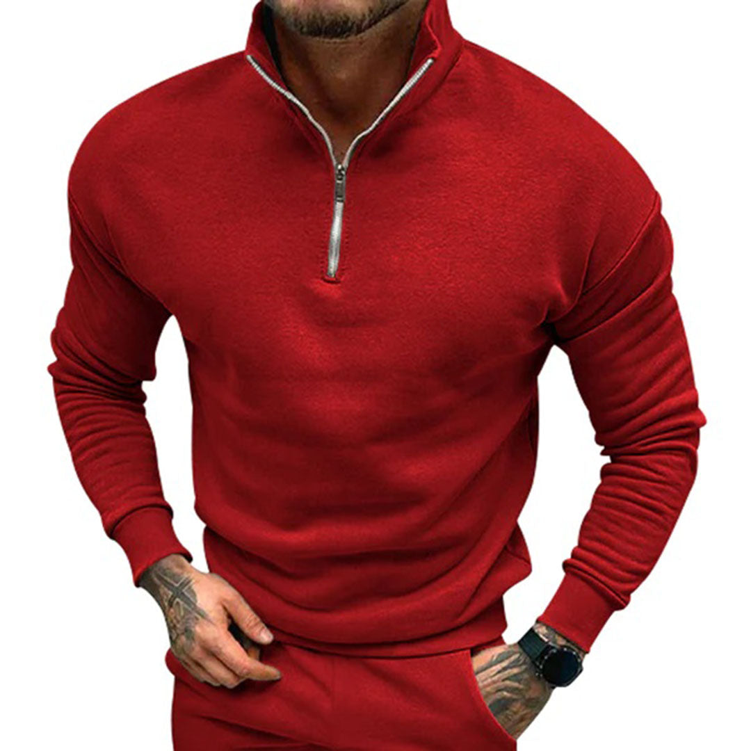 Trui Heren Halve Rits Zacht Ademend Rood