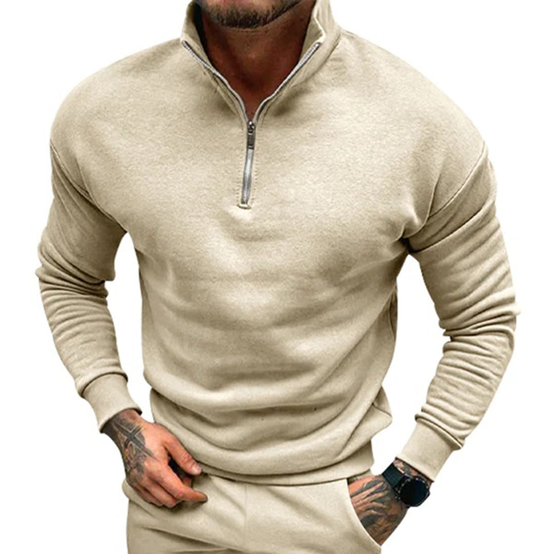 Trui Heren Halve Rits Zacht Ademend Beige