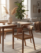 Comfortabele Eetkamerstoel van Teak en Rotan in Bruin – Duurzaam en Stijlvol voor Eettafel en Stoelen Eetkamer