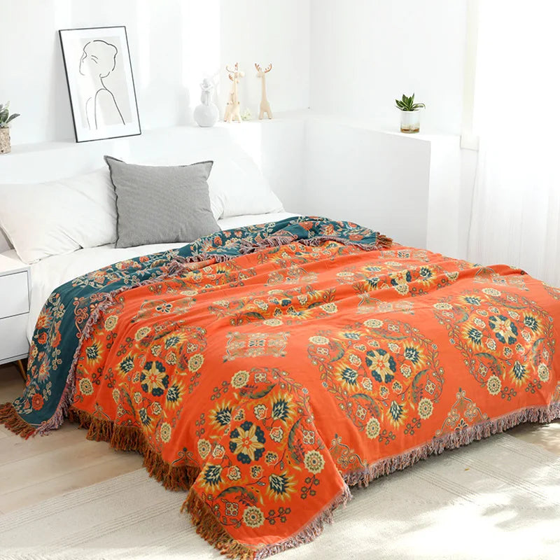 Zachte Plaid met Tijdloos Design – Lichte Bankplaid & Sprei voor Bank en Bed, Oranje of Geel, 3 Maten