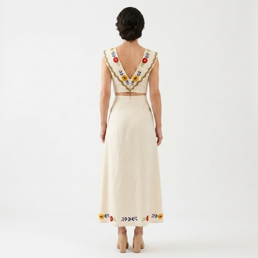 Crop top en lange rok set — tropische print — zomervakantie