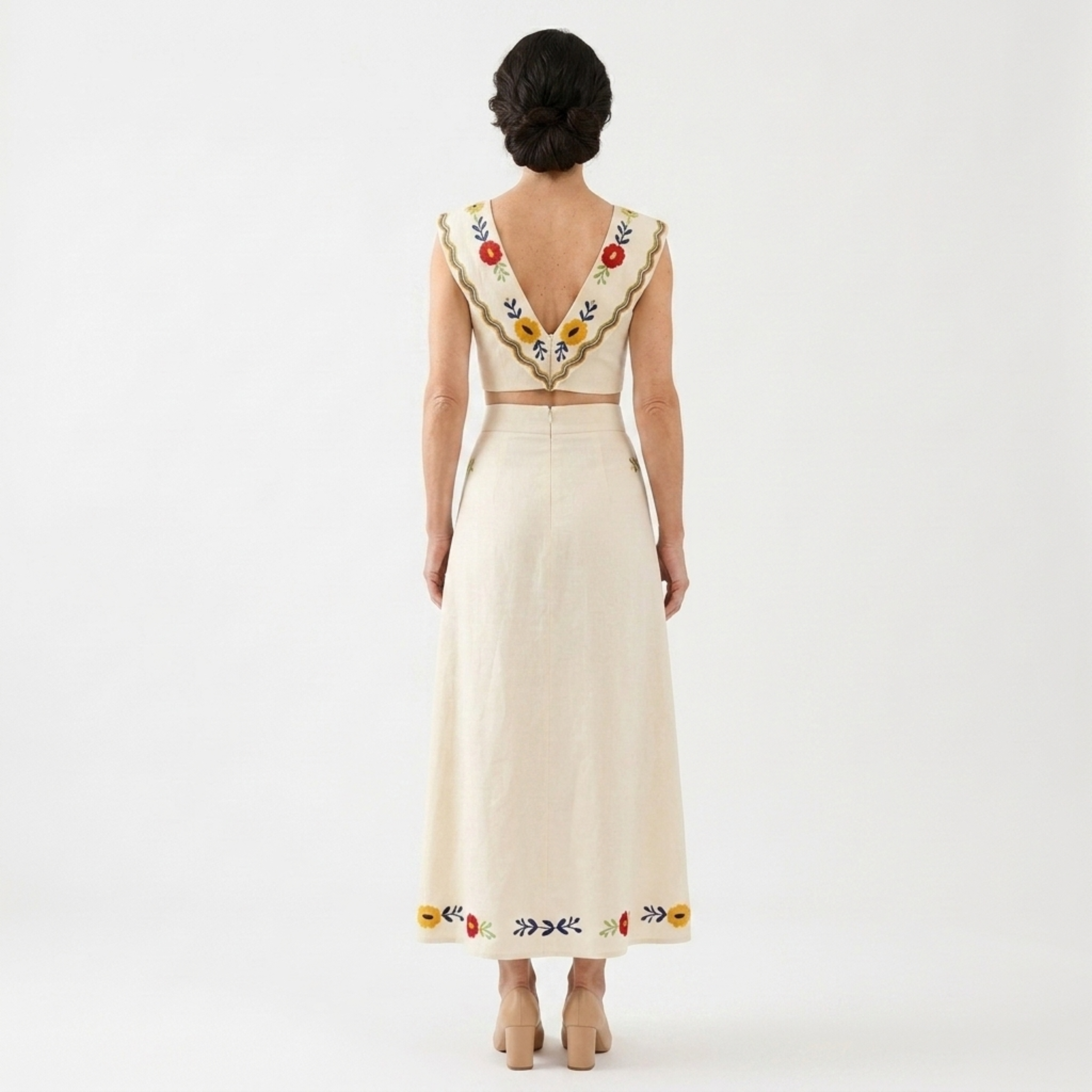 Crop top en lange rok set — tropische print — zomervakantie