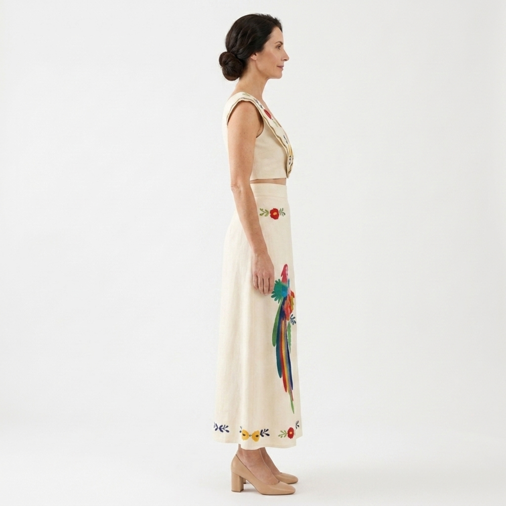 Crop top en lange rok set — tropische print — zomervakantie