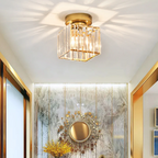 Moderne Kristallen Plafondlamp – Kristal Plafonnière met Messing Armatuur, E27, Rond of Vierkant, Goud of Zwart – CrystalGlow