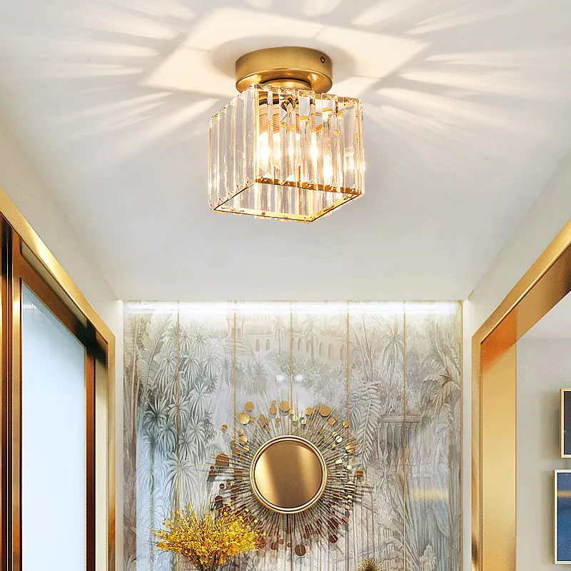 Moderne Kristallen Plafondlamp – Kristal Plafonnière met Messing Armatuur, E27, Rond of Vierkant, Goud of Zwart – CrystalGlow