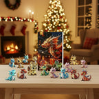 Draken Adventskalender – 24 Schattige Cartoon Draken Sleutelhangers, Aftellen naar Kerst voor Kinderen 6+ & Verzamelaars Standaard