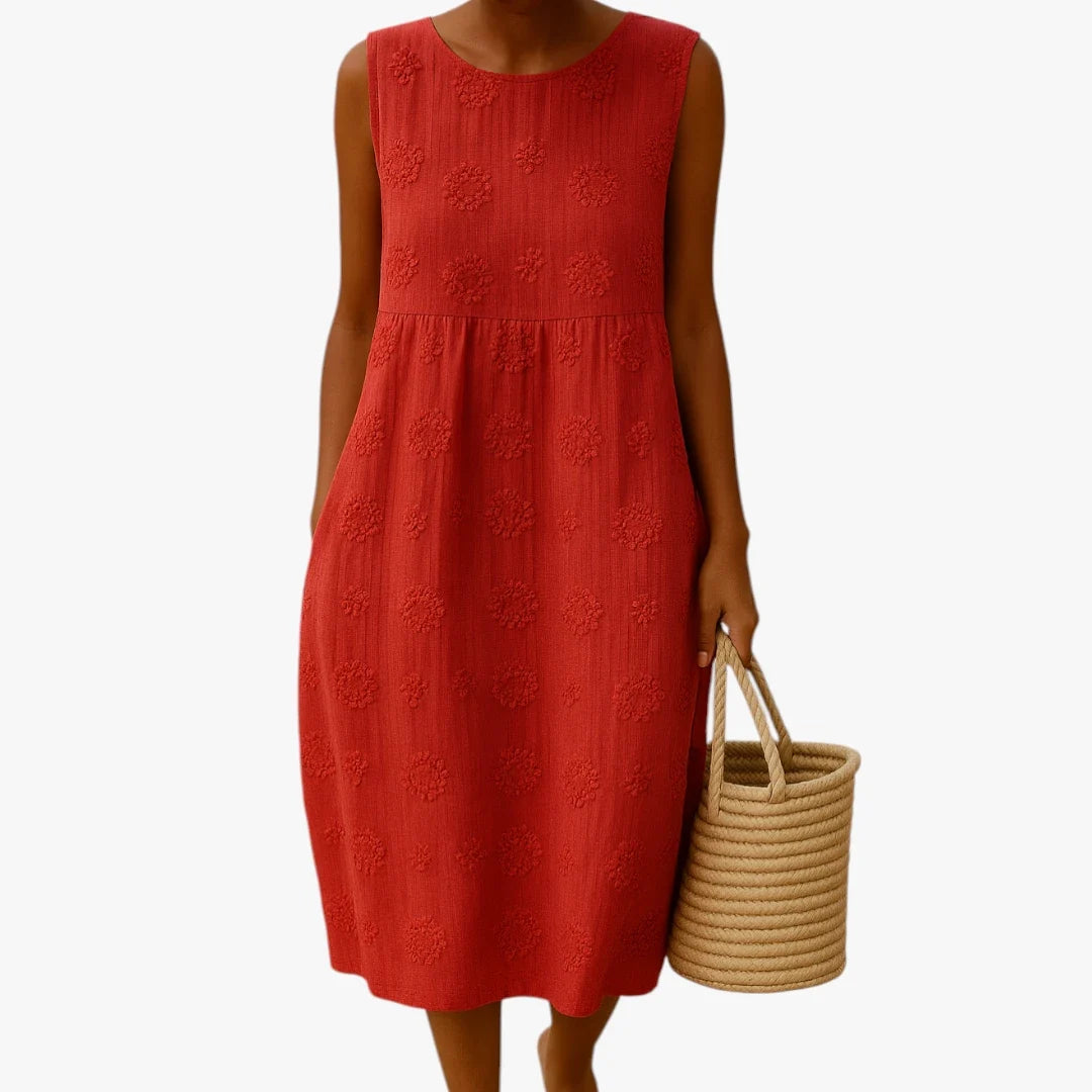 Zahara | Dames Loszittende Midi Zomerjurk met Bloemenprint Rood