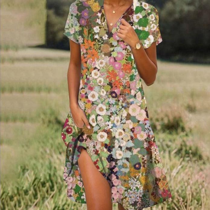 Chāme | Dames Ademende Midi Zomerjurk Beige
