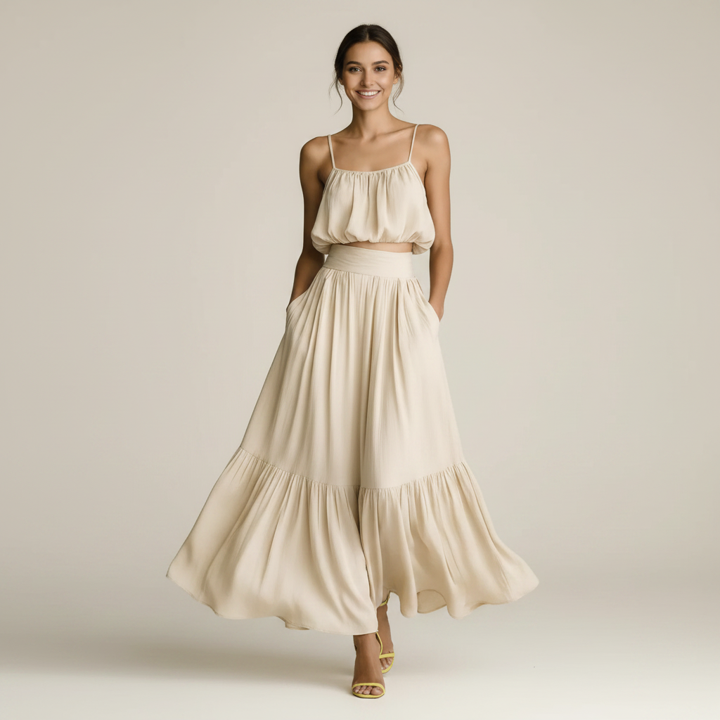 Novali | Co-ord Set Dames - Crop Top Maxi Rok