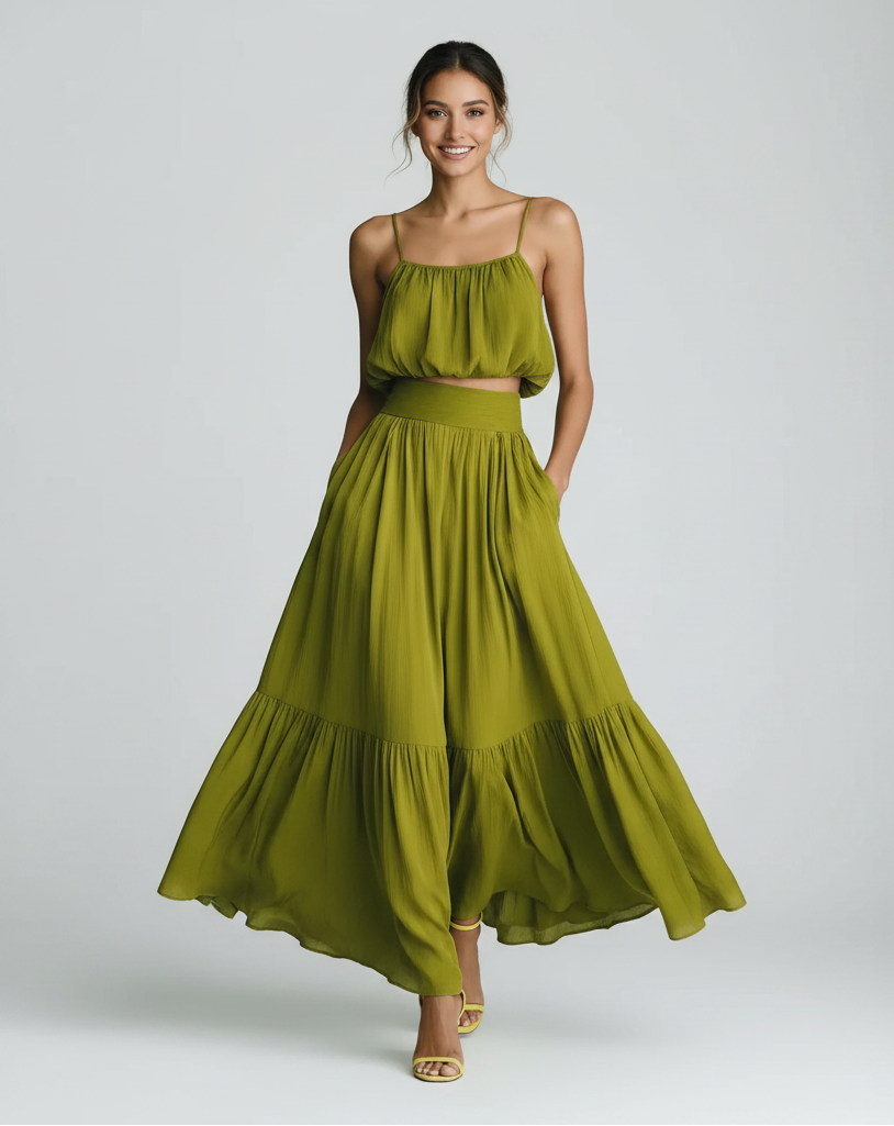 Novali | Co-ord Set Dames - Crop Top Maxi Rok