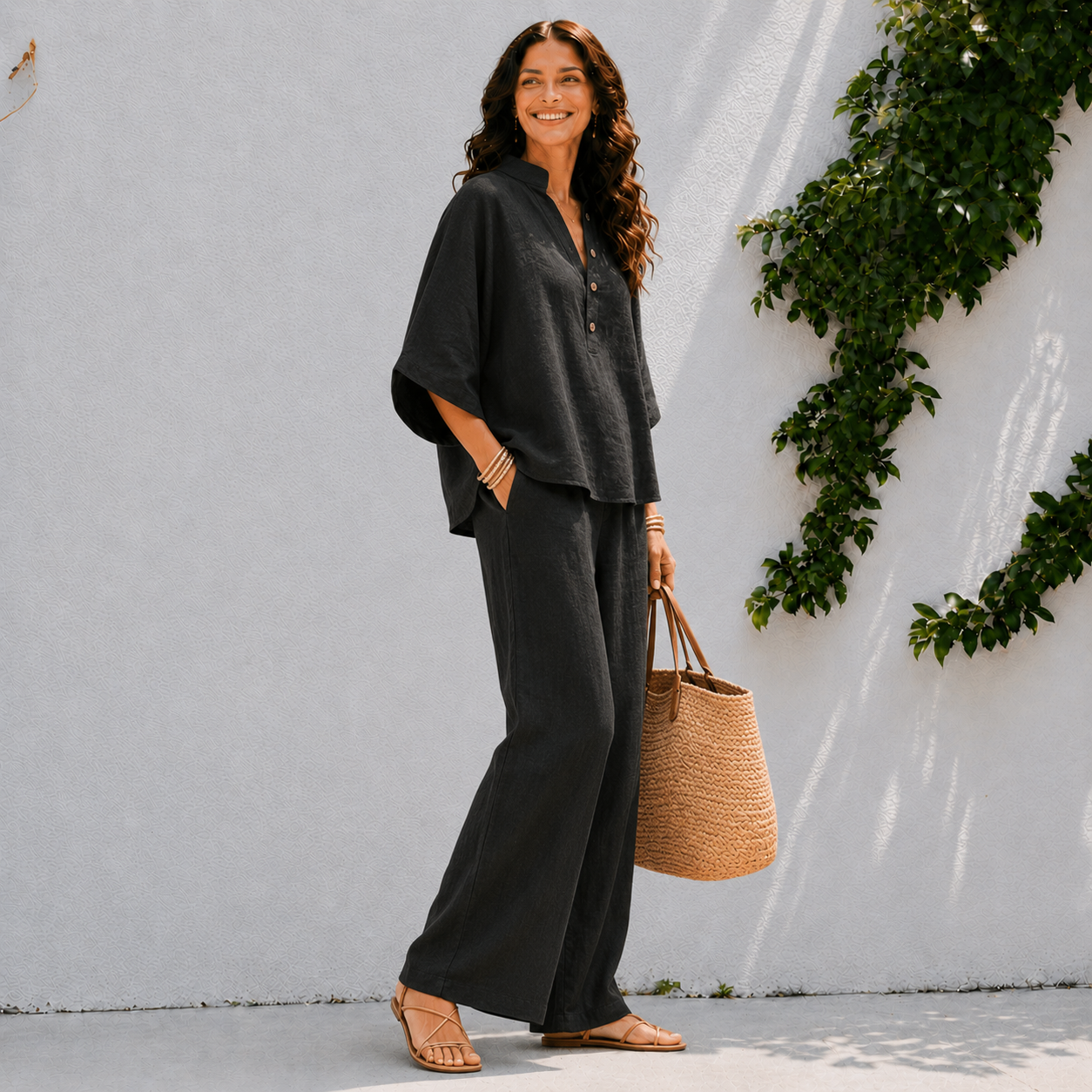 Dames tweedelig setje - oversized shirt en zomerbroek