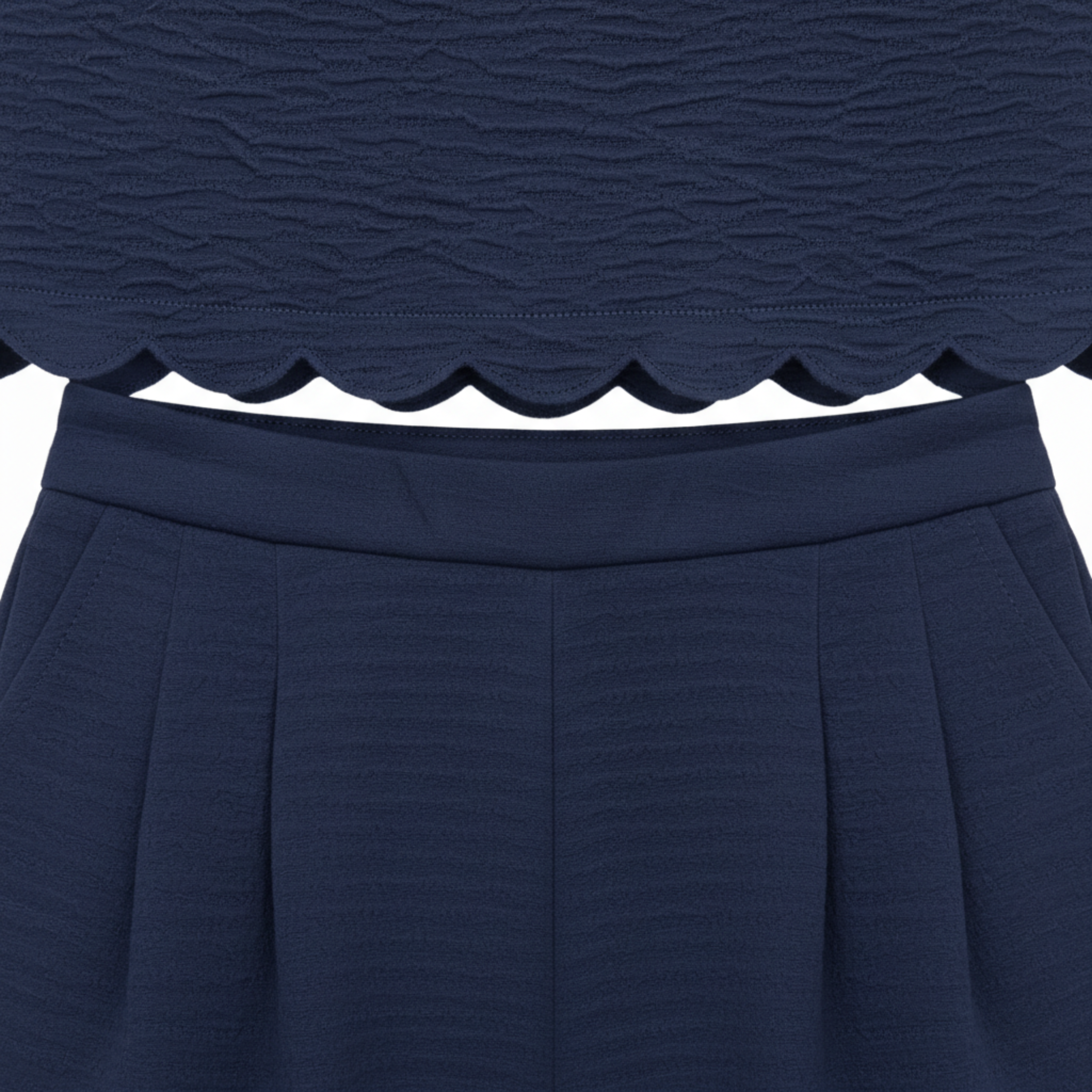 Dames tweedelig setje: mouwloze top met schelpversiering en wijde enkelbroek
