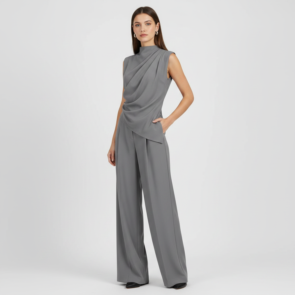Elowen | Co-ord Set Dames - Mouwloos Wijde Pijpen