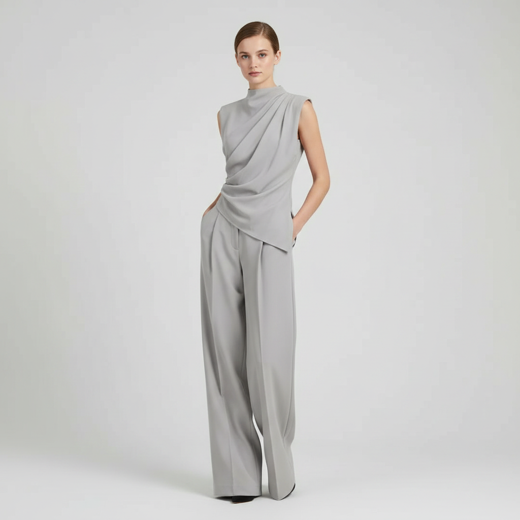 Elowen | Co-ord Set Dames - Mouwloos Wijde Pijpen