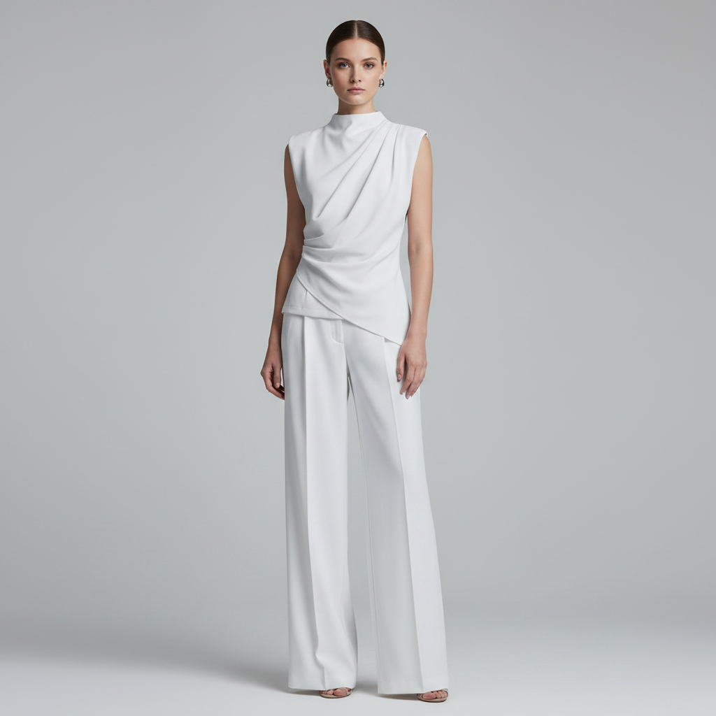Elowen | Co-ord Set Dames - Mouwloos Wijde Pijpen